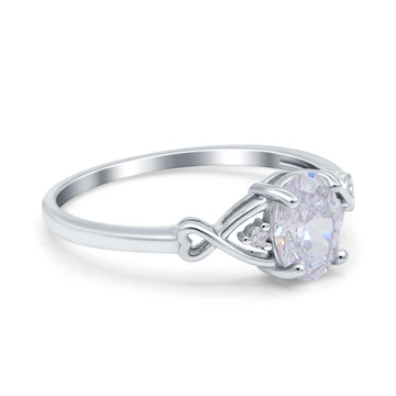 Oval Filigree Infinity Engagement Ring Simulated Cubic Zirconia 925 Sterling Silver